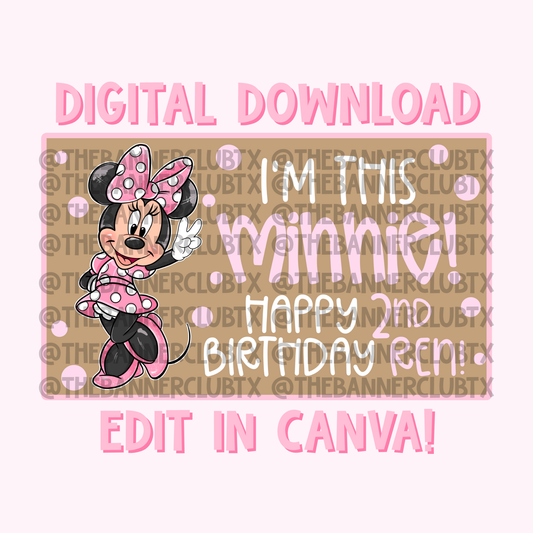 Girl Mouse This Minnie Two Banner Template | Digital File