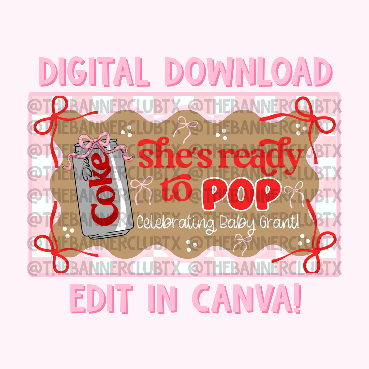 Shes Ready to Pop Banner Template | Digital File