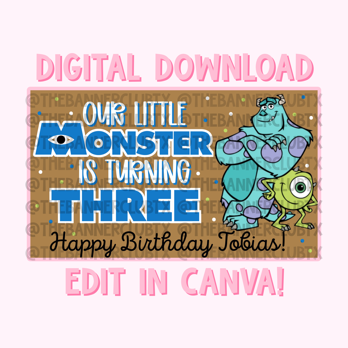 Our Little Monster Banner Template | Digital File