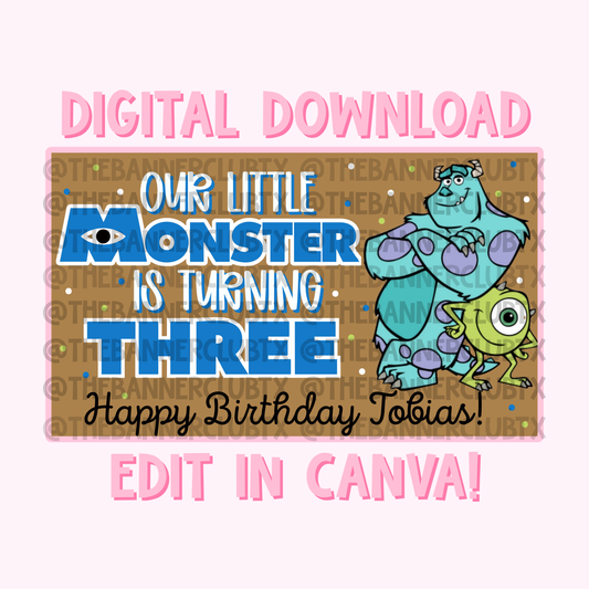 Our Little Monster Banner Template | Digital File