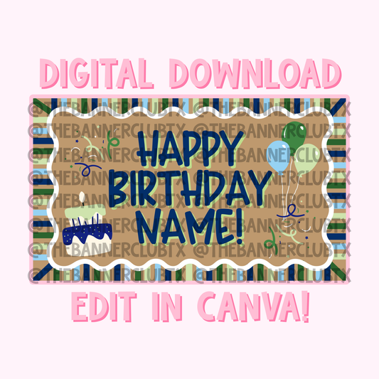 Boy  Birthday Banner Template | Digital File