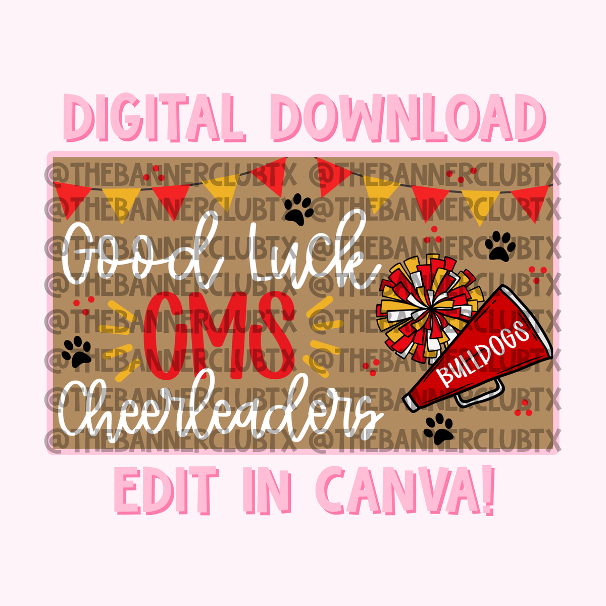 Good Luck Cheer Banner Template | Digital File