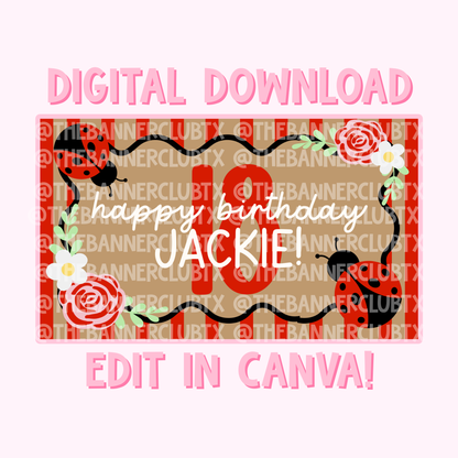 Ladybug Birthday Banner Template | Digital File