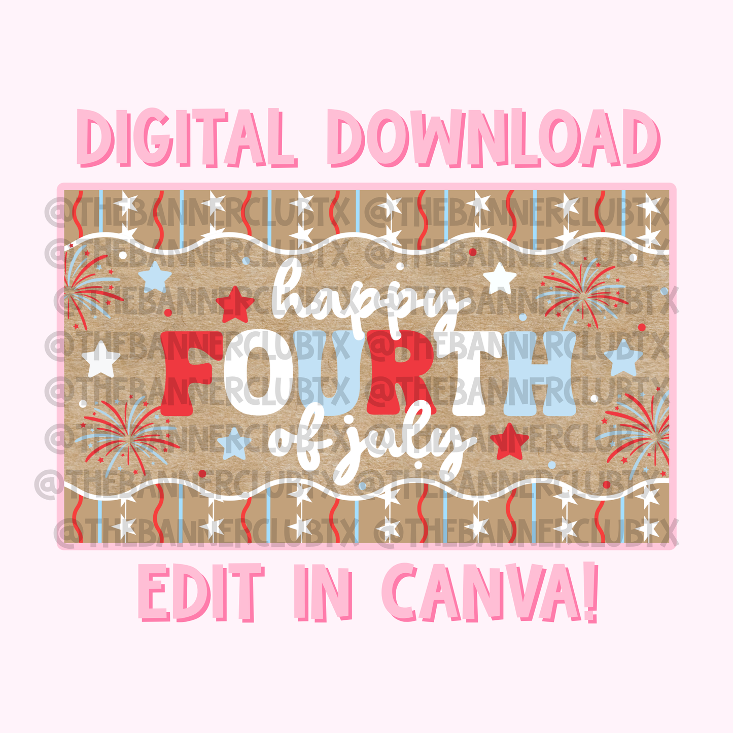 Fourth of July Banner Template | Digital File