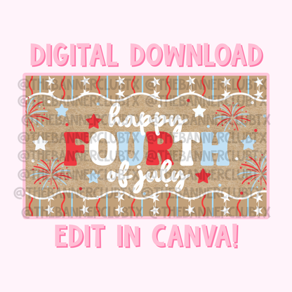 Fourth of July Banner Template | Digital File