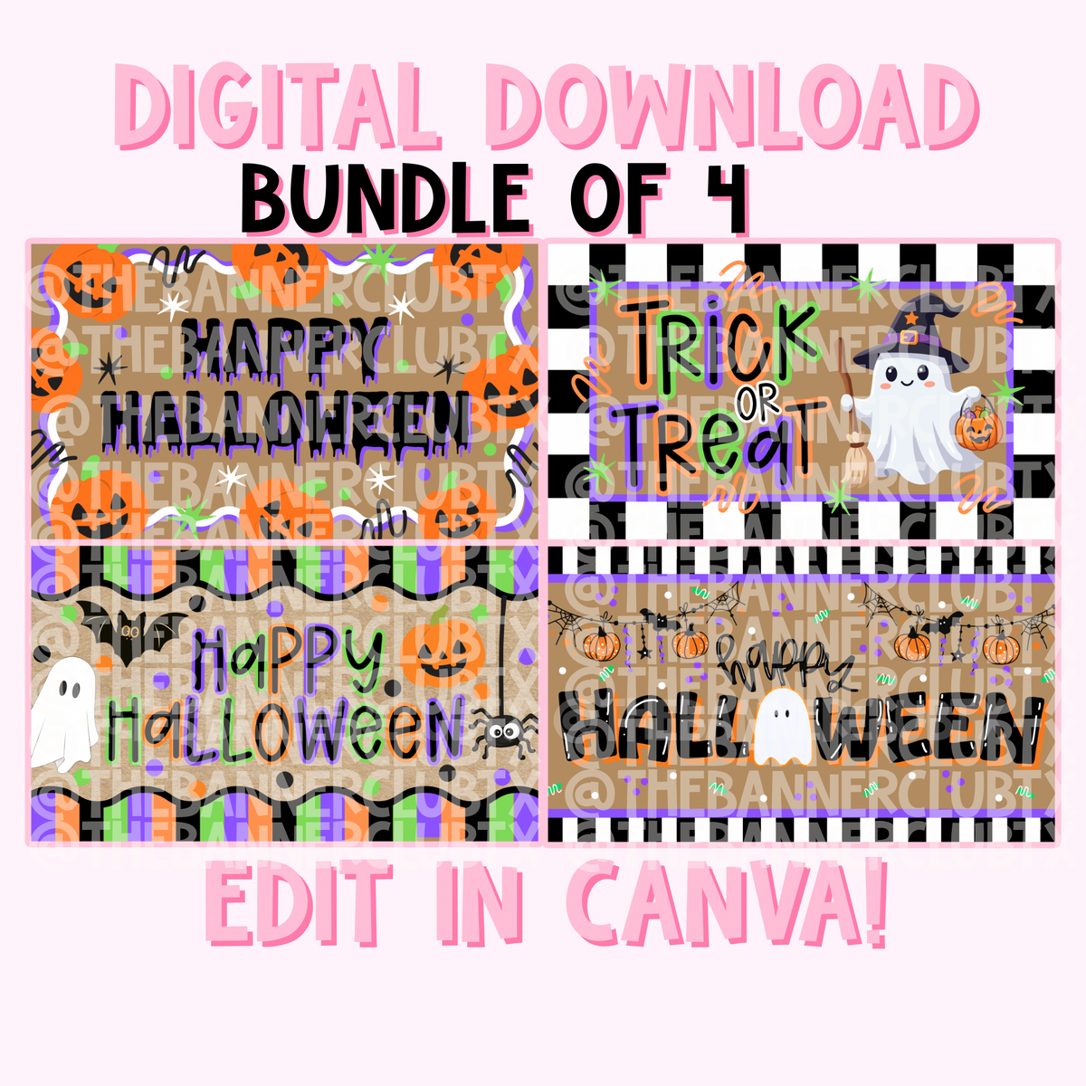 Happy Halloween Bundle Banner Template | Digital File