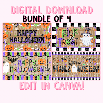 Happy Halloween Bundle Banner Template | Digital File