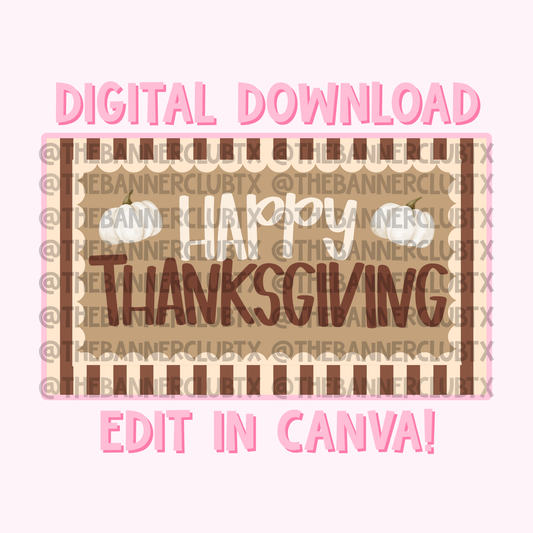 Happy Thanksgiving Banner Template | Digital File