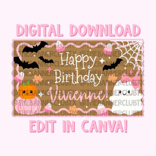 Spooky Birthday Banner Template | Digital File