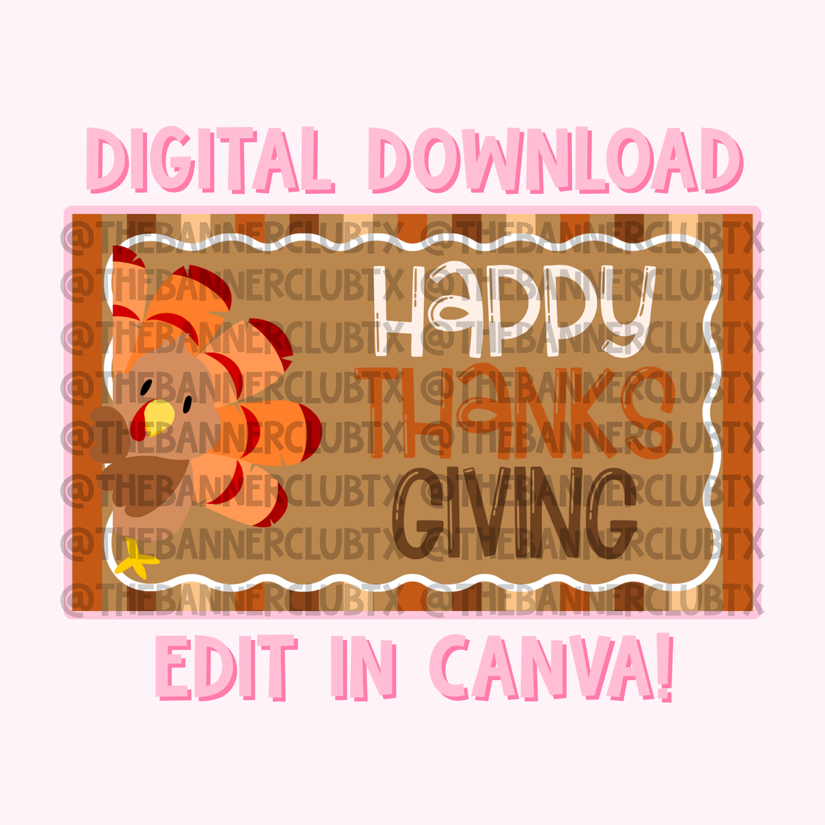 Happy Thanksgiving Banner Template | Digital File