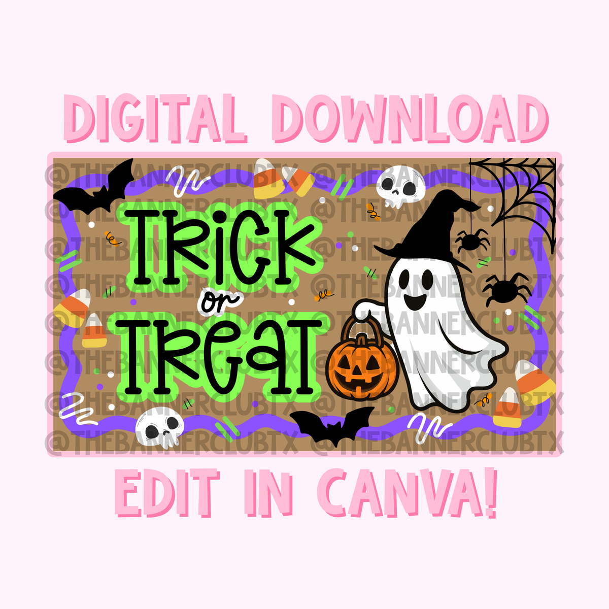 Trick or Treat Banner Template | Digital File