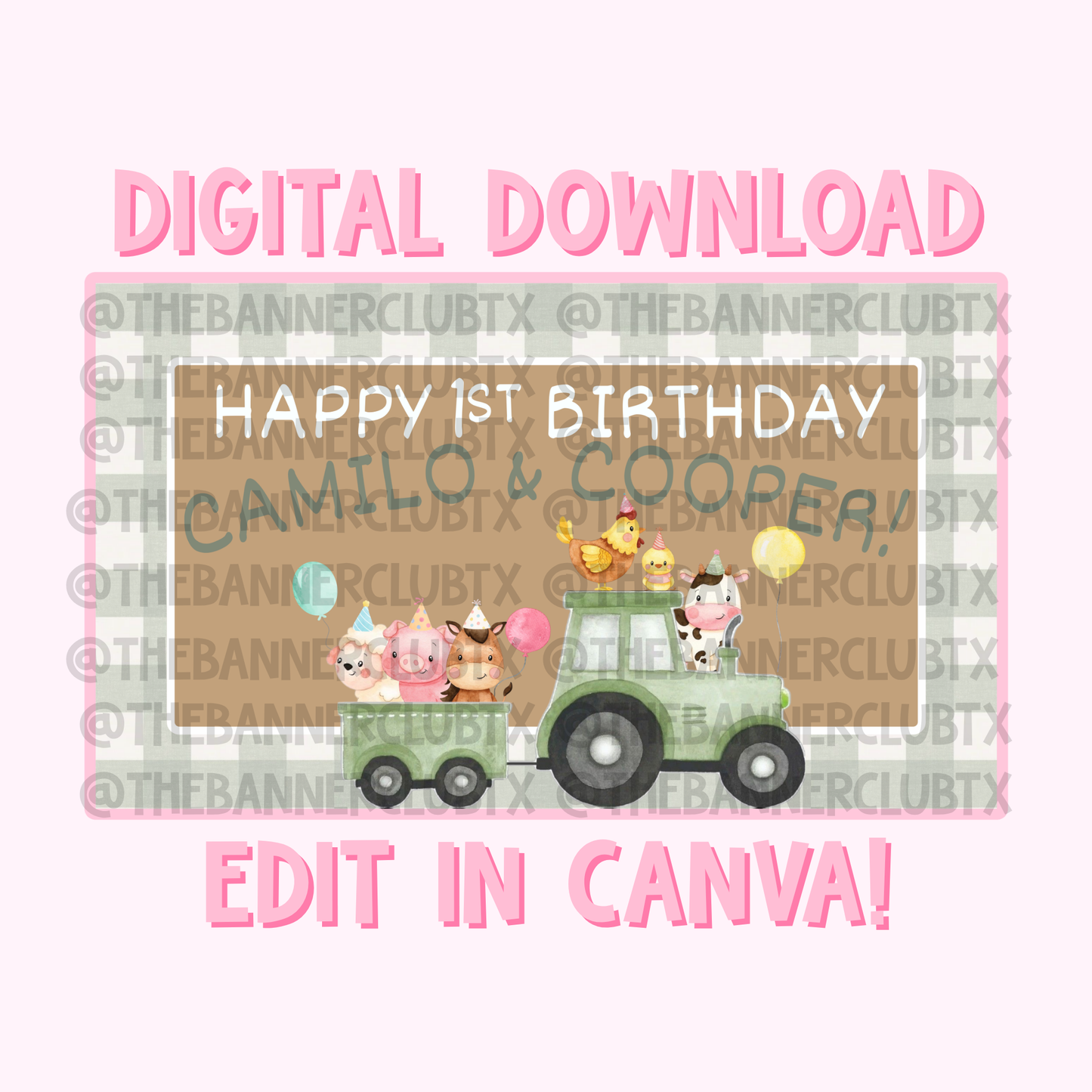 Farm Animals Banner Template | Digital File