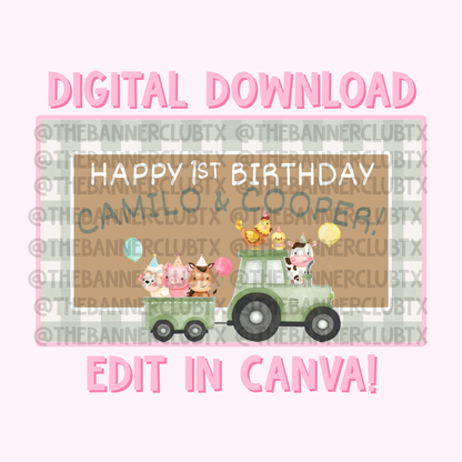 Farm Animals Banner Template | Digital File