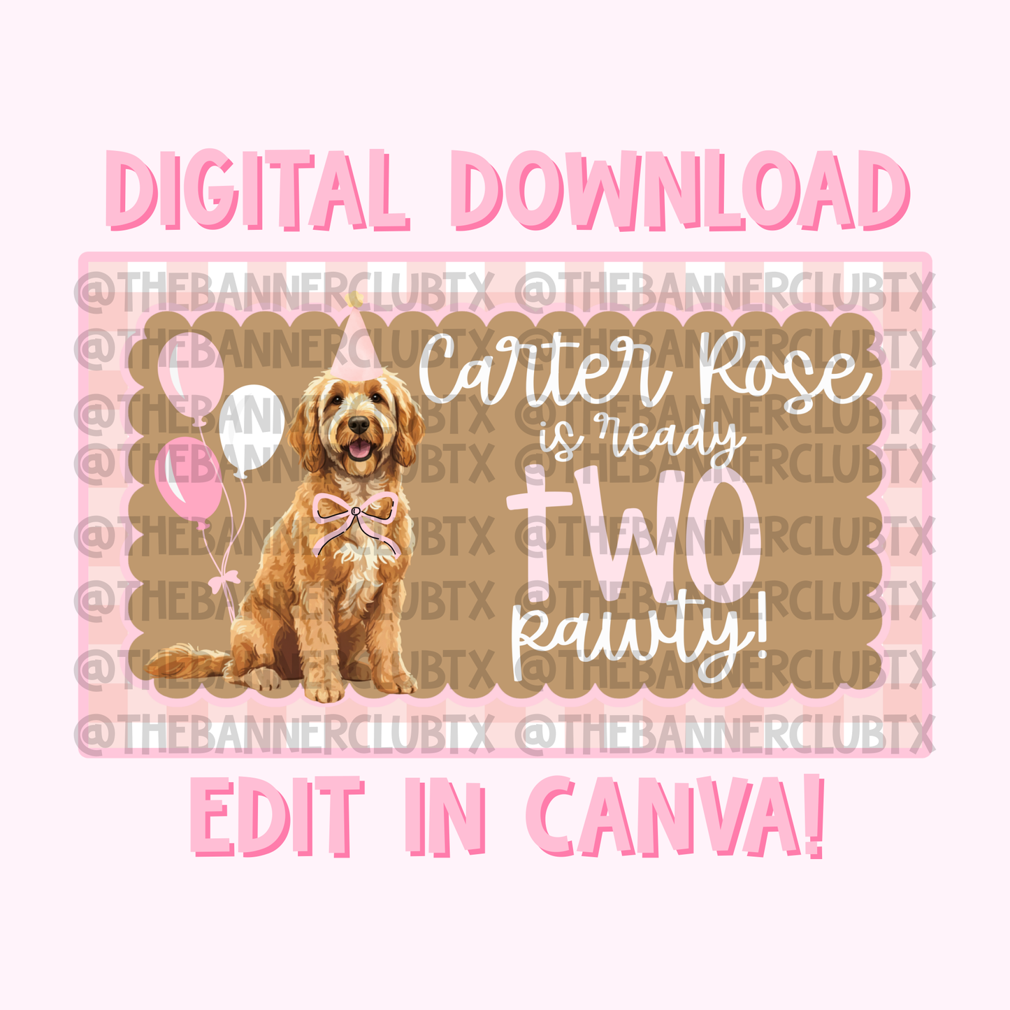 Two Pawty Banner Template | Digital File