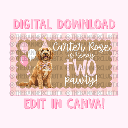 Two Pawty Banner Template | Digital File