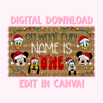 Mouse & Friends Christmas Banner Template | Digital File