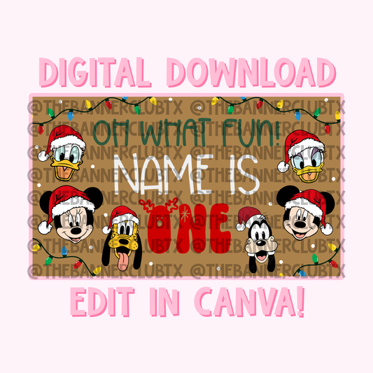 Mouse & Friends Christmas Banner Template | Digital File