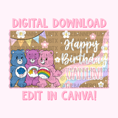 Colorful Bears Banner Template | Digital File