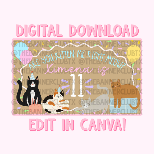 Are You Kitten Me Banner Template | Digital File