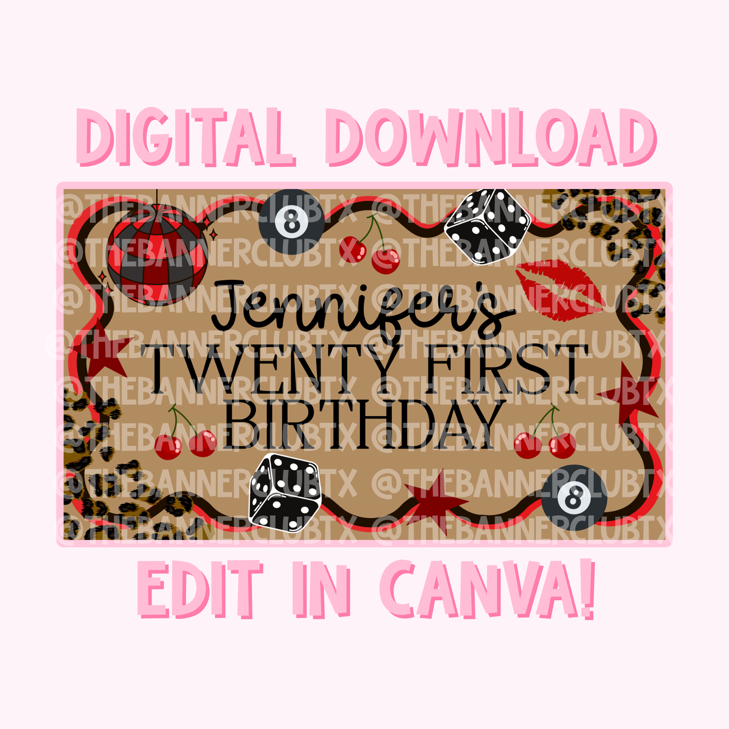 Red and Black 21st Banner Template | Digital File