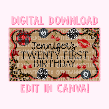 Red and Black 21st Banner Template | Digital File