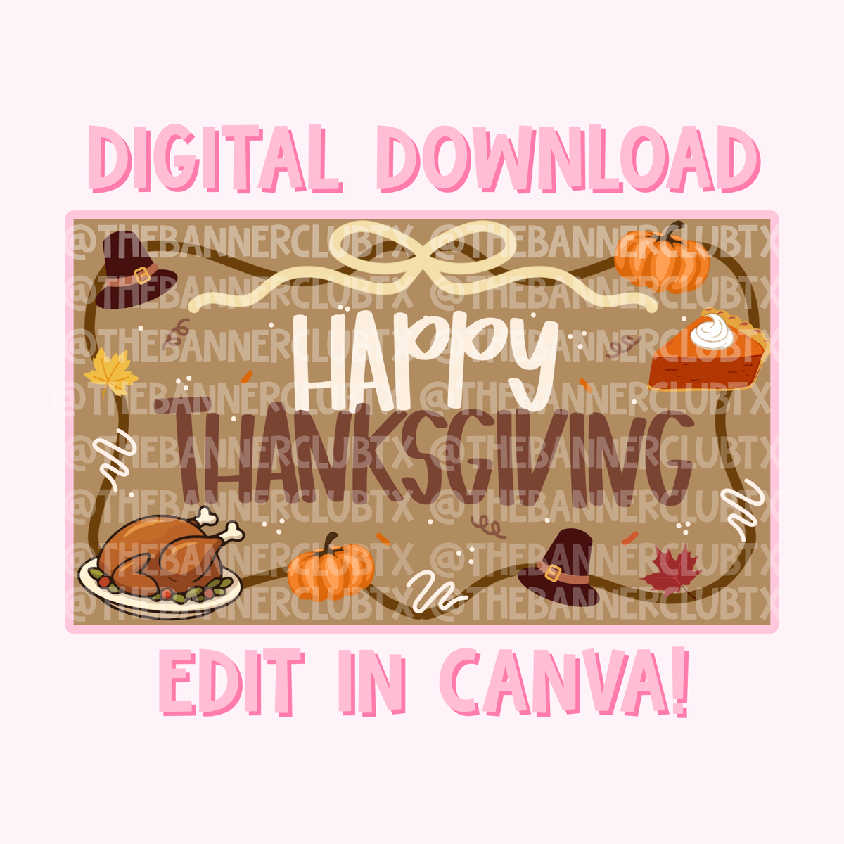 Happy Thanksgiving Banner Template | Digital File