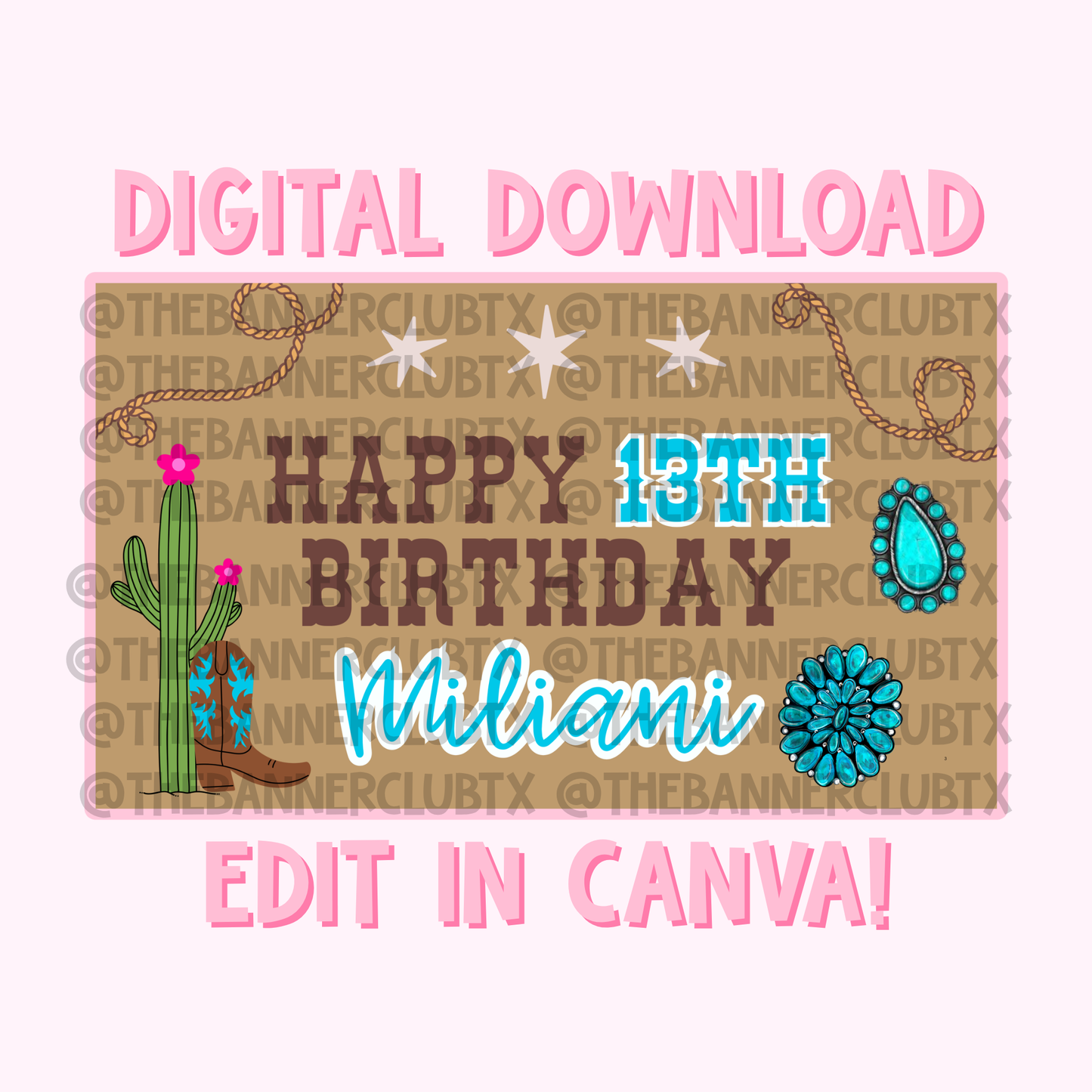 Turquoise Western Banner Template | Digital File