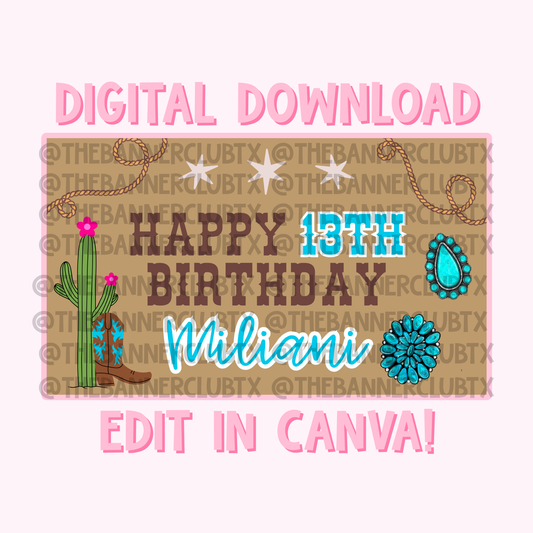 Turquoise Western Banner Template | Digital File