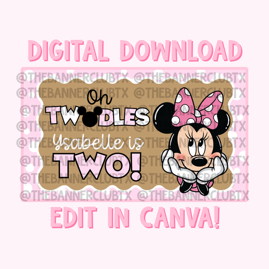 Girl Mouse Twodles Banner Template | Digital File