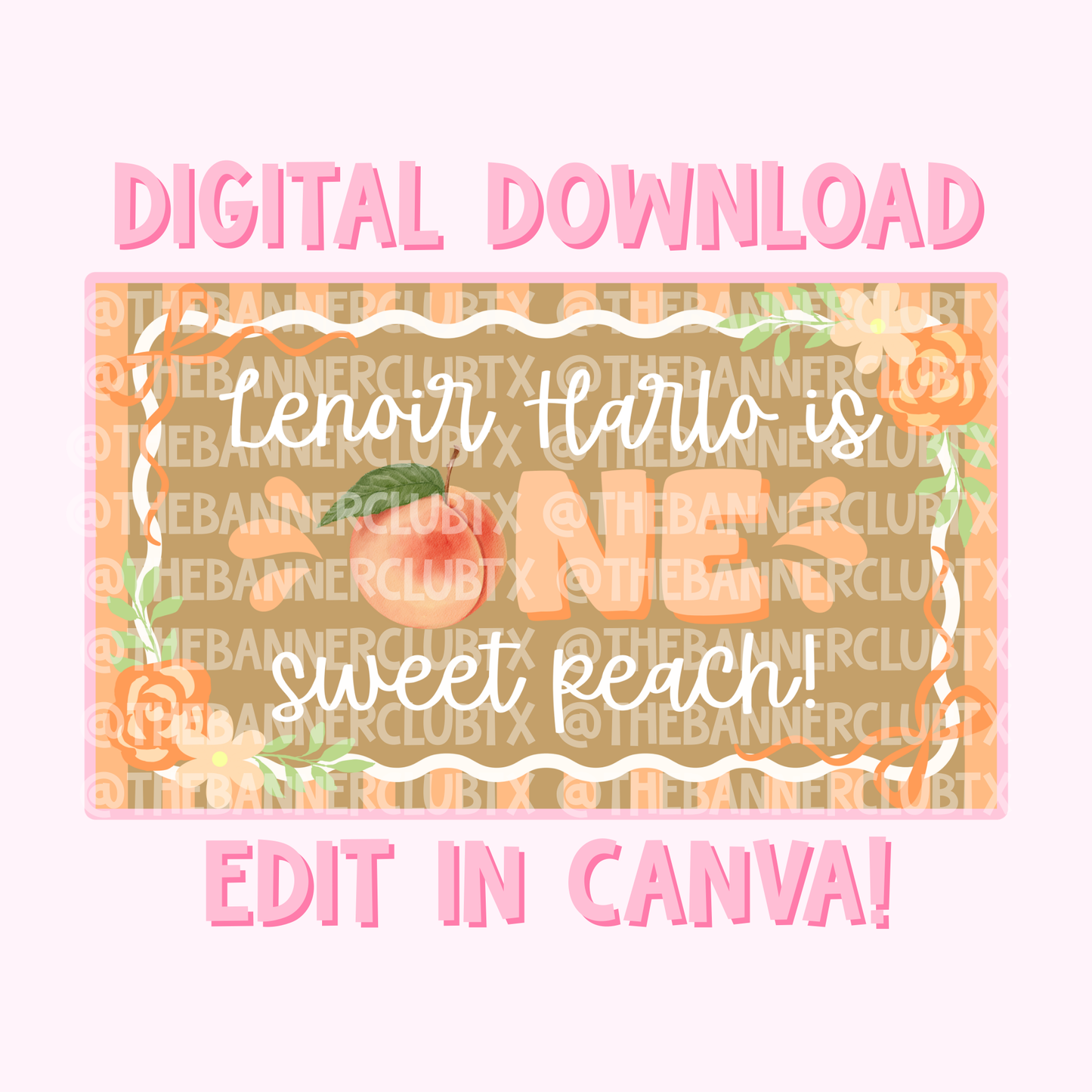 One Sweet Peach Banner Template | Digital File