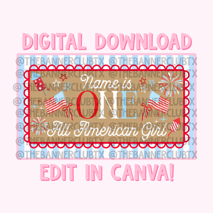 One All American Girl Banner Template | Digital File