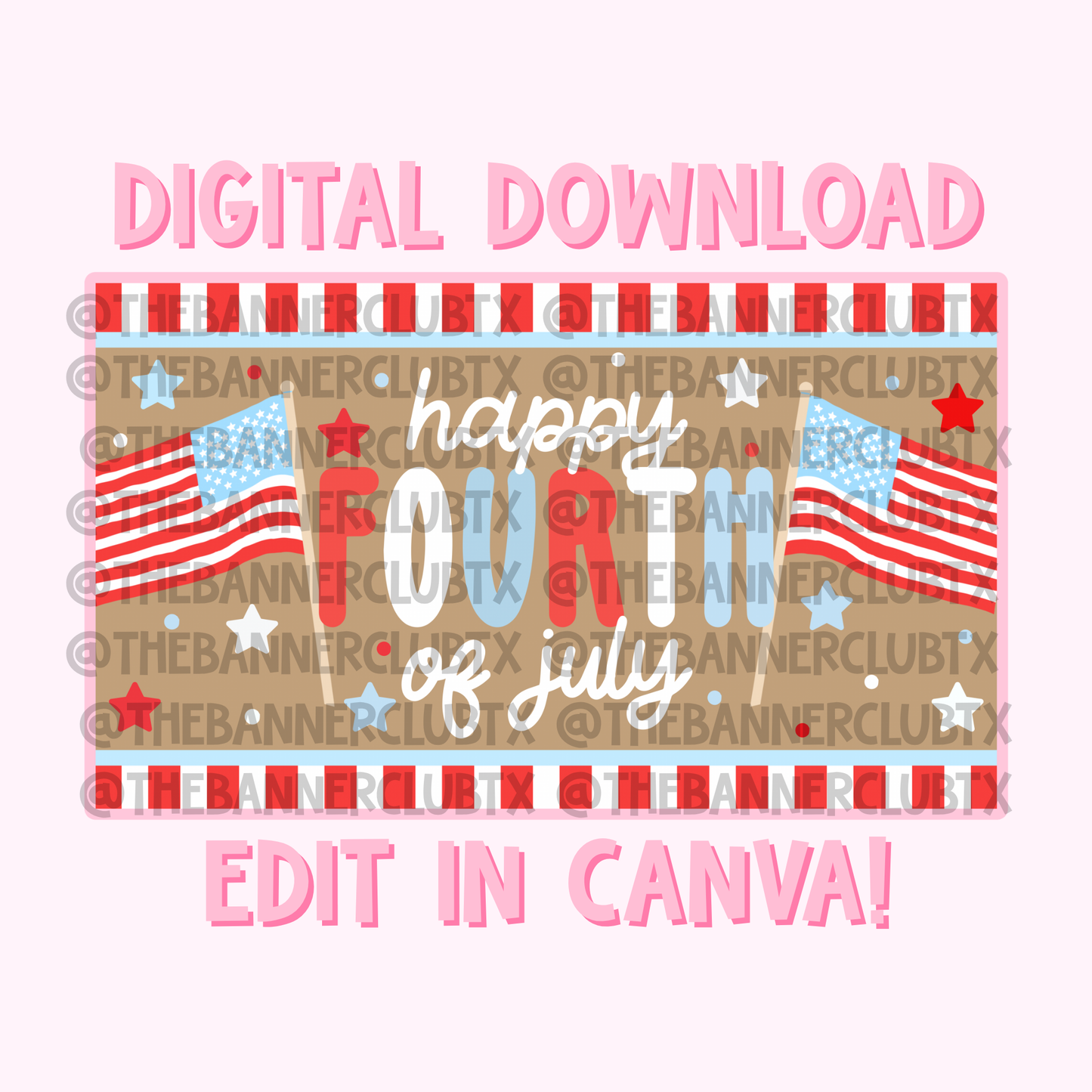 Fourth of July Banner Template | Digital File