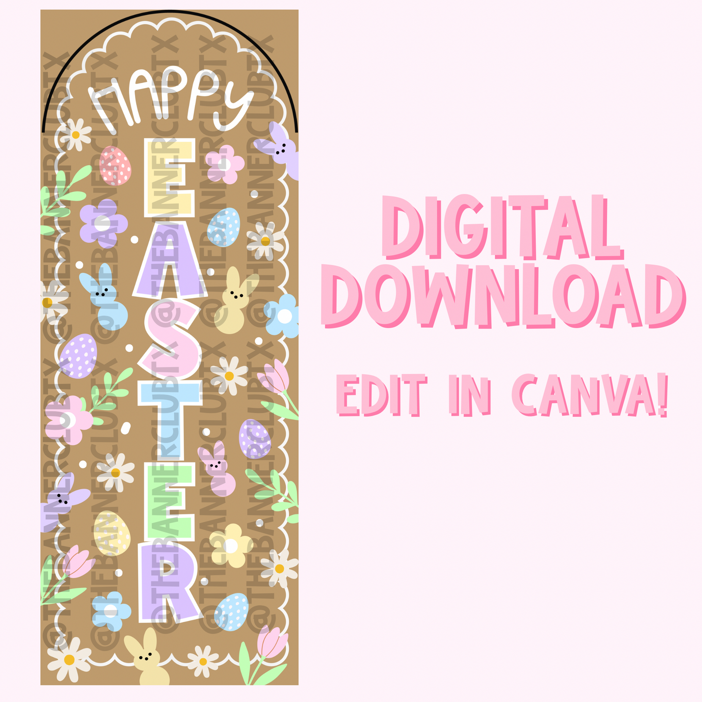 Happy Easter Arch Banner Template | Digital File