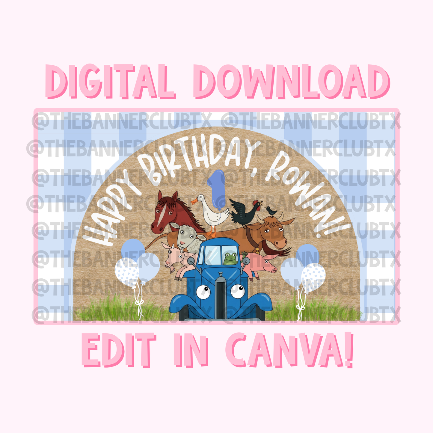 Little Blue Truck Banner Template | Digital File