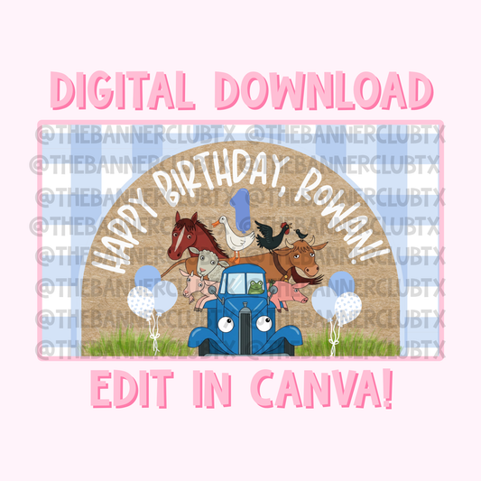 Little Blue Truck Banner Template | Digital File
