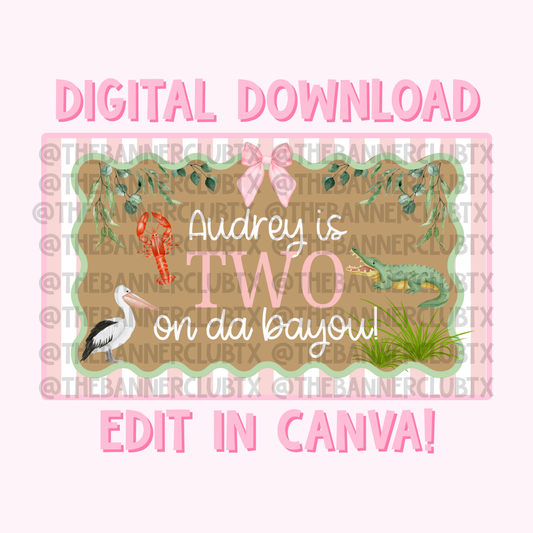 Two On Da Bayou Banner Template | Digital File