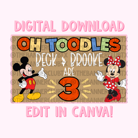 Mouse & Friends Banner Template | Digital File