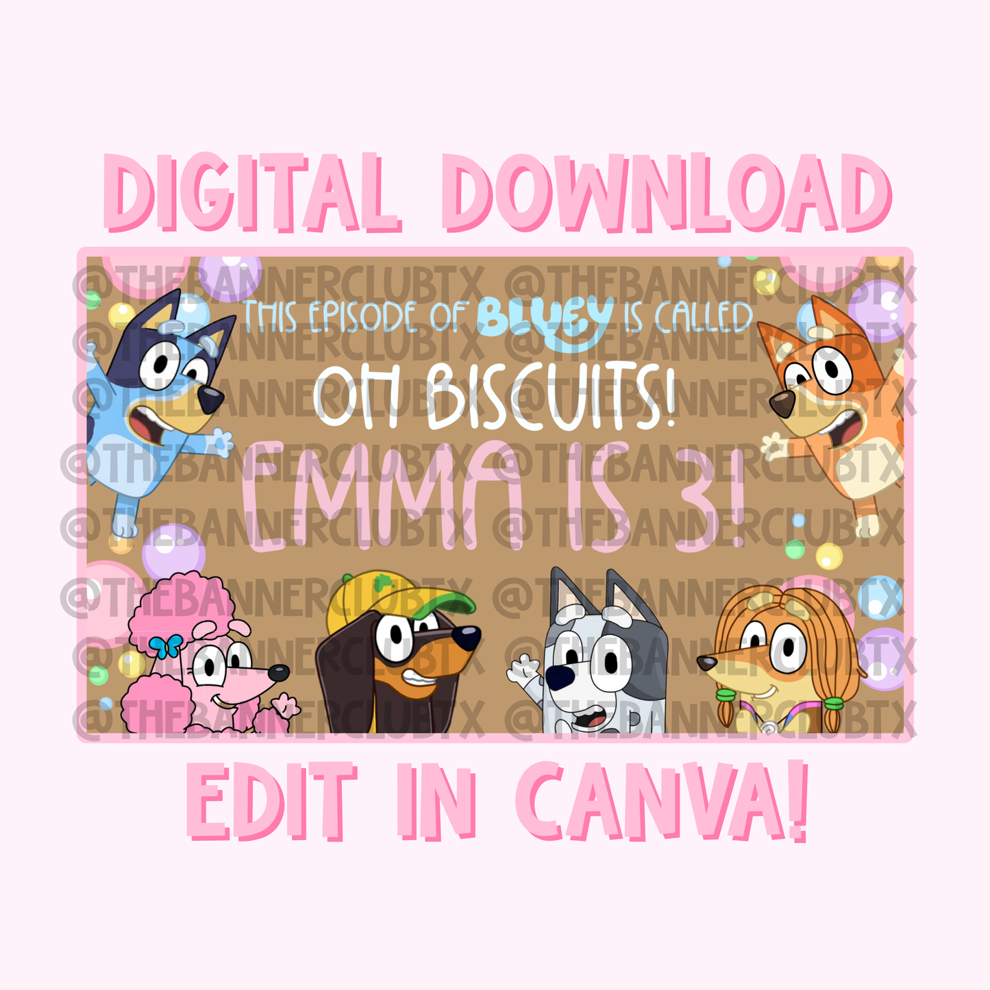 Blue Dog Friends Banner Template | Digital File