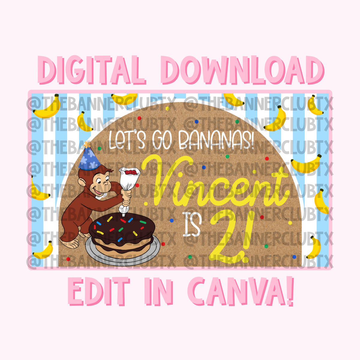 Curious Monkey Banner Template | Digital File