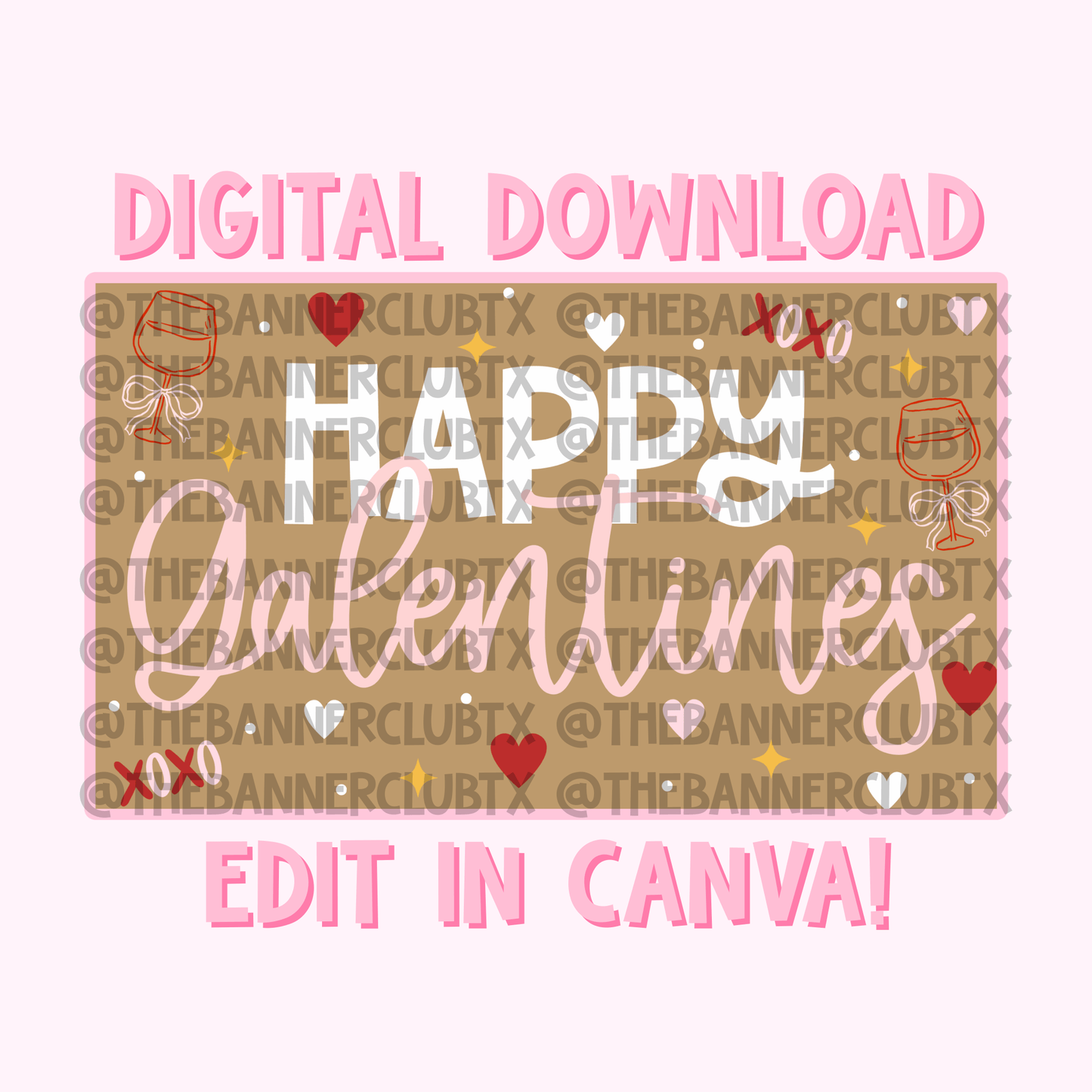 Happy Galentines Banner Template | Digital File