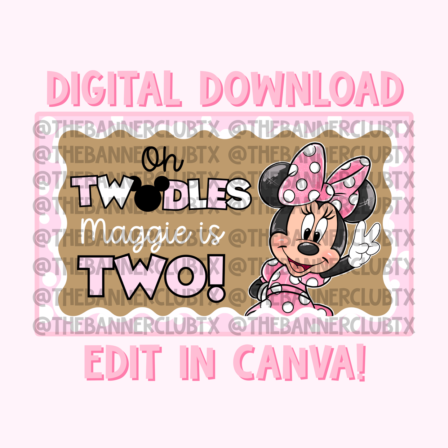 Girl Mouse Twodles Banner Template | Digital File