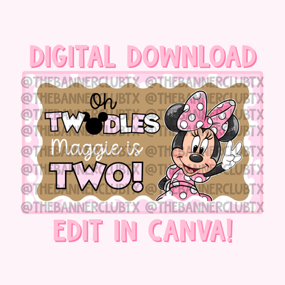 Girl Mouse Twodles Banner Template | Digital File