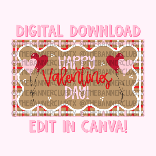 Striped Valentines Banner Template | Digital File