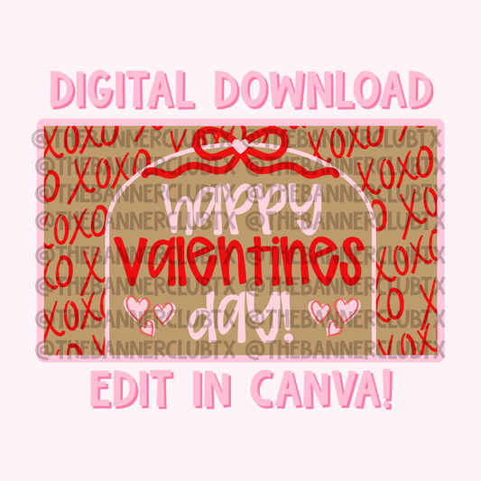 XOXO Valentines Banner Template | Digital File