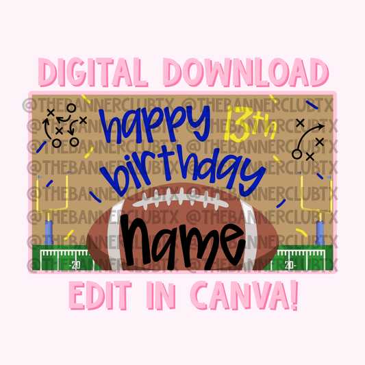 Football Birthday Banner Template | Digital File