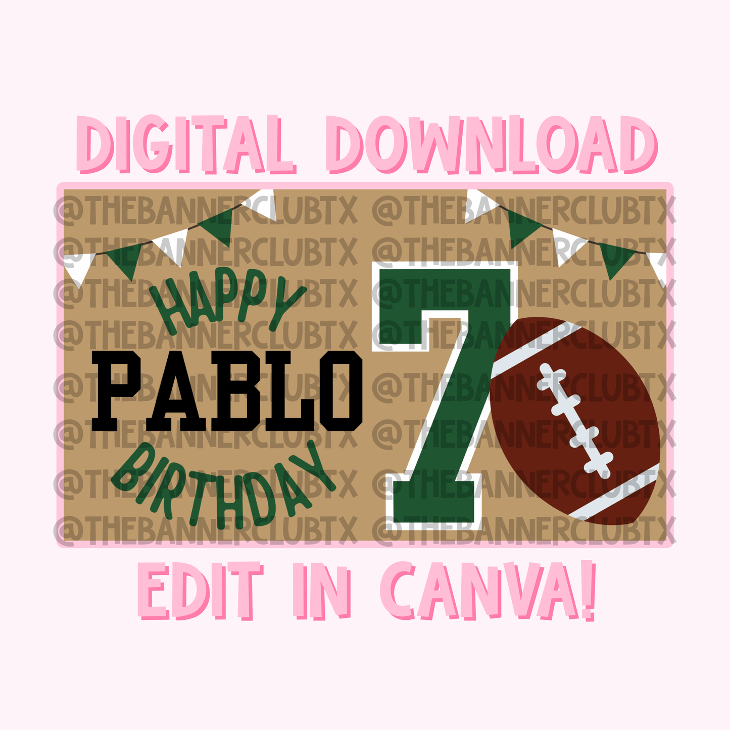 Football Birthday Banner Template | Digital File
