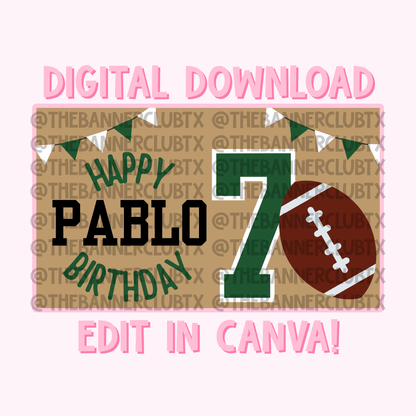 Football Birthday Banner Template | Digital File