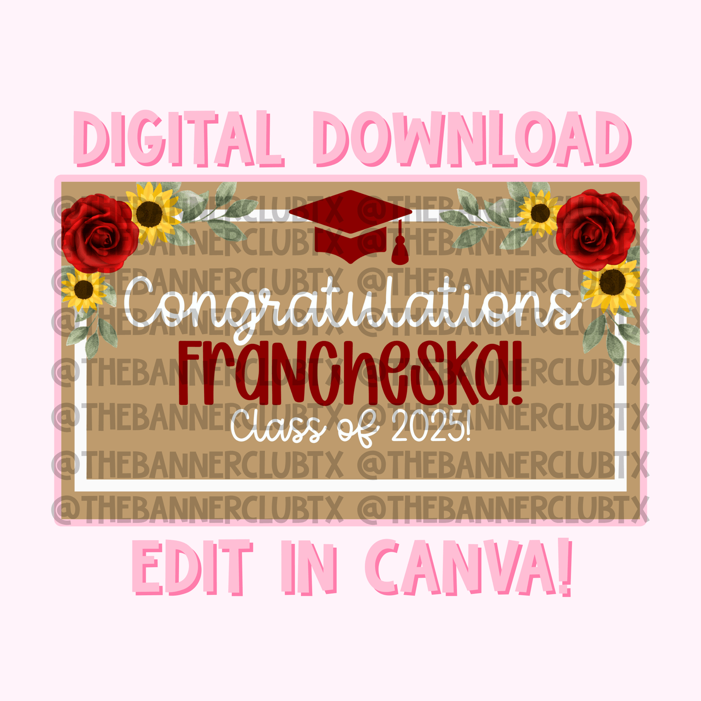 Floral Graduation Banner Template | Digital File
