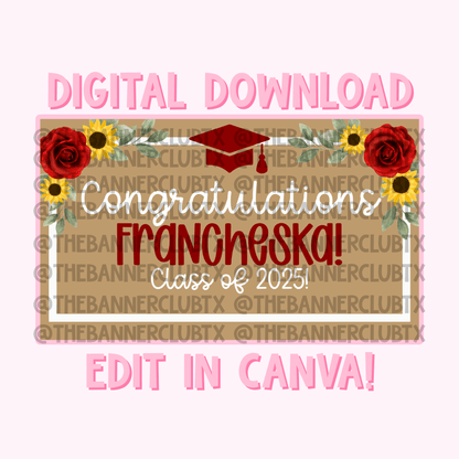 Floral Graduation Banner Template | Digital File