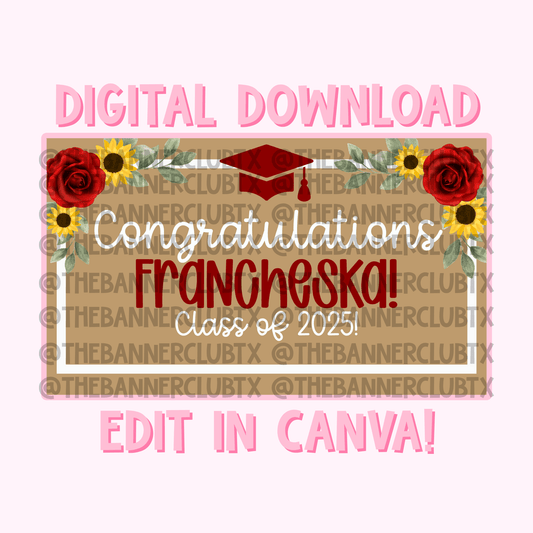 Floral Graduation Banner Template | Digital File